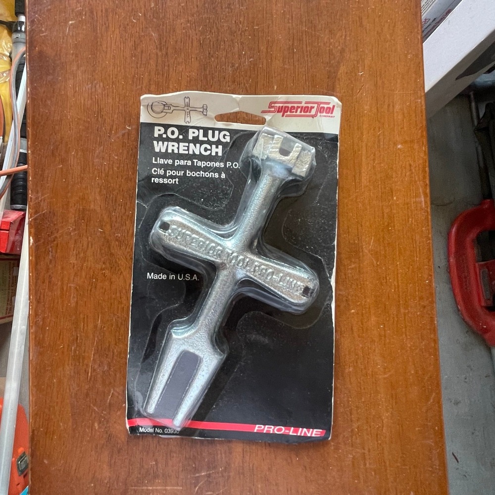 Superior Tool P.O. Plug Wrench 03930 Pro-Line Plumbing Drain Tool Made in USA